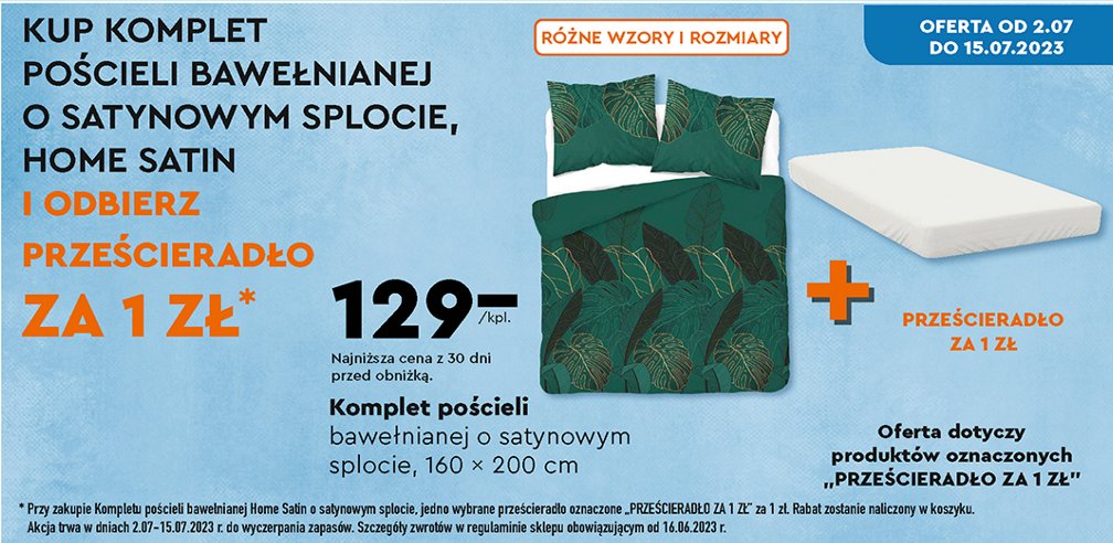 Komplet po艣cieli z bawe艂ny 160 / 200 + 2x 70/80 Home satin promocja