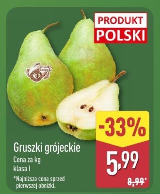 Gruszki grójeckie promocja w Aldi