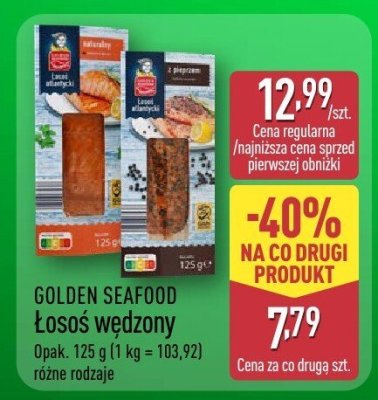 Łosoś wędzony GOLDEN SEAFOOD różne rodzaje promocja w Aldi