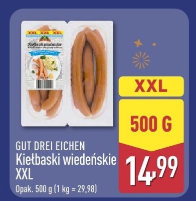 Kiełbaski wiedeńskie Gut Drei Eichen XXL promocja w Aldi