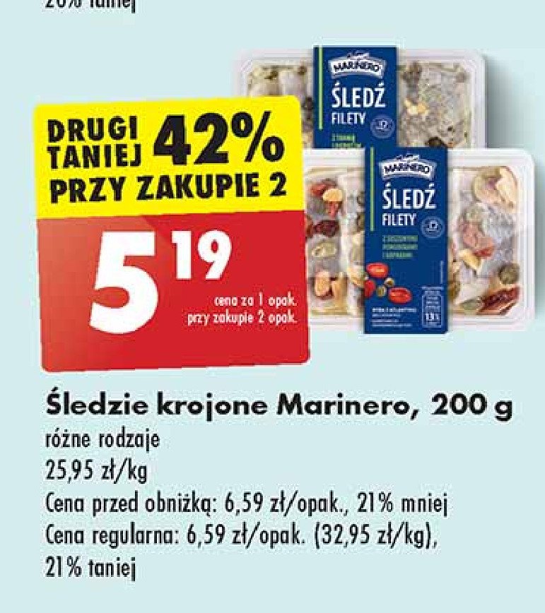 Śledzie krojone z trawą i pieprzem cytrynowym Marinero promocja