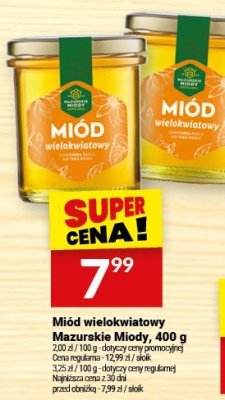 Miód wielokwiatowy Mazurskie Miody, 400 g promocja w Twój Market