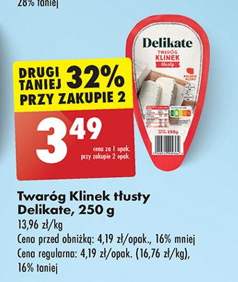 Twaróg klinek tłusty Delikate promocja