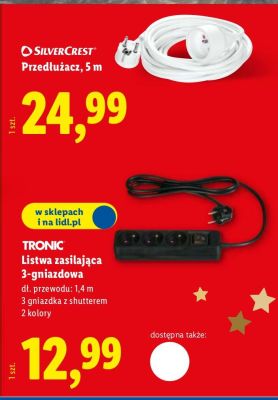 Listwa zasilająca 3-gniazdowa Tronic promocja w Lidl