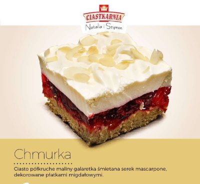 Ciasto Chmurka Ciastkarnia Natalia i Szymon promocja w TOPAZ