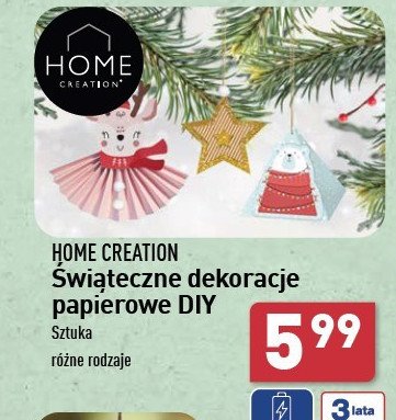 Dekoracje świąteczne papierowe Home creation promocja w Aldi