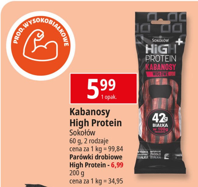 Kabanosy wołowe Sokołów high protein promocja