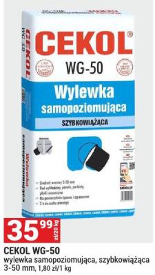 Wylewka CEKOL WG-50 wylewka samopoziomująca, szybkowiążąca 3-50 mm promocja w Merkury Market