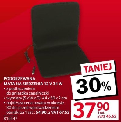 Podgrzewana mata na siedzenie 12V 34W promocja w Selgros
