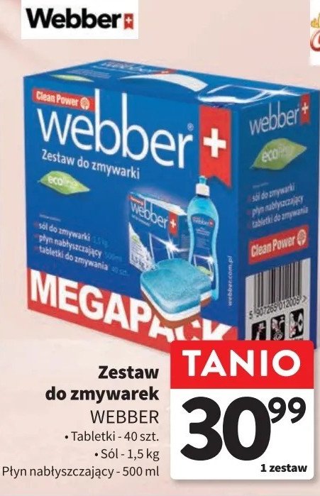 Zestaw do zmywarki : tabletki + płyn nabłyszczający + sól Webber promocja