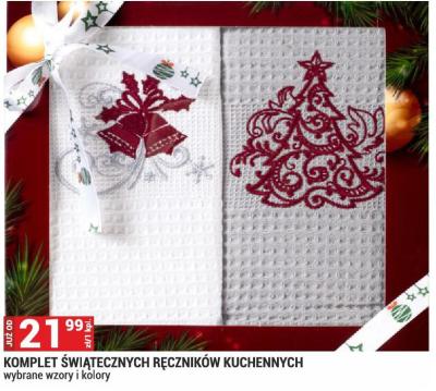 KOMPLET ŚWIĄTECZNYCH RĘCZNIKÓW KUCHENNYCH wybrane wzory i kolory promocja w Merkury Market