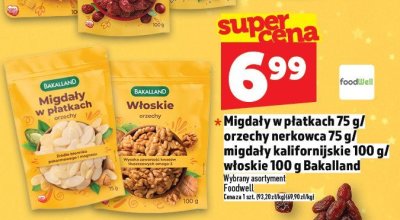 Migdały w płatkach 75 g / orzechy nerkowca 75 g / migdały kalifornijskie 100 g / włoskie 100 g Bakalland promocja w TOPAZ