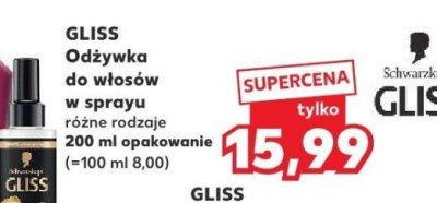 Odżywka do włosów Gliss w sprayu różne rodzaje 200 ml  promocja w Kaufland