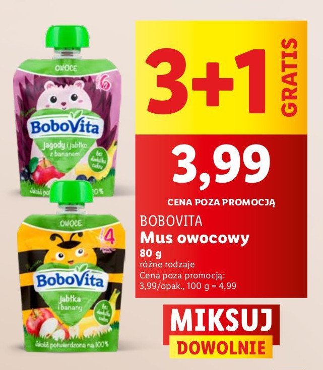 Deser jabłka i banany Bobovita promocja w Lidl
