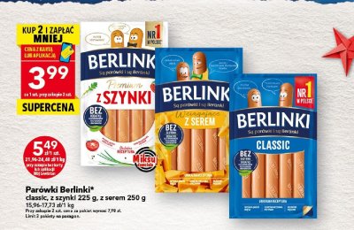 Parówki Berlinki z serem 250 g promocja w LEWIATAN
