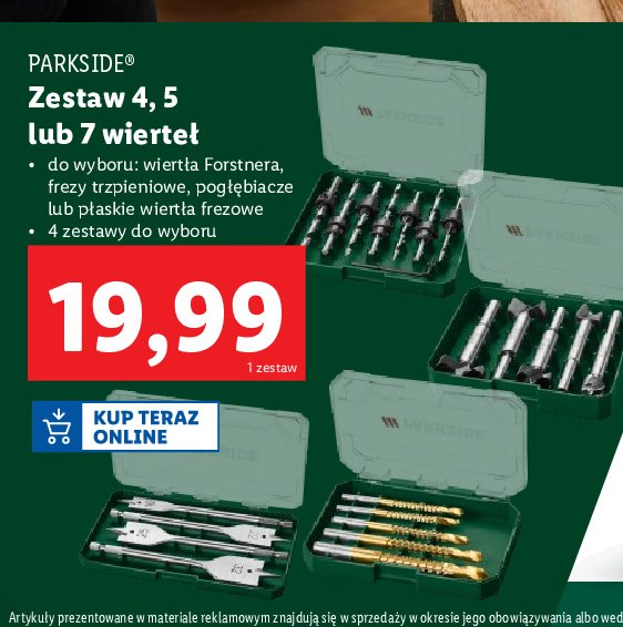 Wiertła forstner Parkside promocja w Lidl