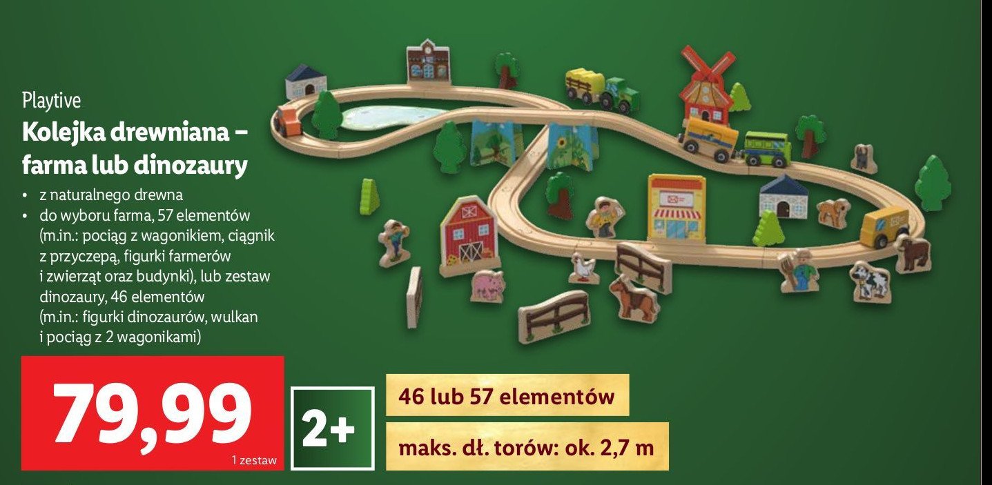 Drewniany zestaw park dinozaurów promocja w Lidl