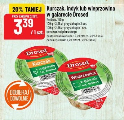 Kurczak, indyk lub wieprzowina w galarecie Drosed promocja w POLOmarket