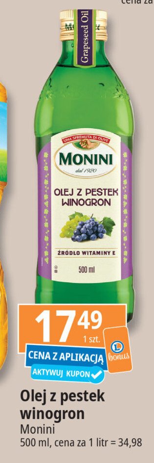 Olej z pestek winogron Monini promocja