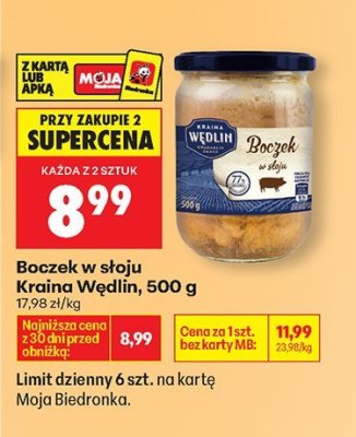 Boczek w słoju Kraina Wędin, 500 g promocja w Biedronka