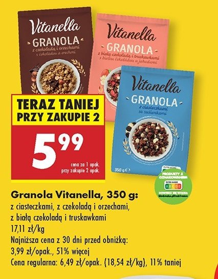 Granola z kawałkami czekolady i orzechami Vitanella promocja