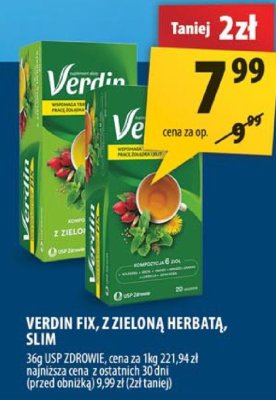 Herbata Verdin Fix, zielona herbata, Slim promocja w Arhelan