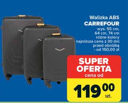 Walizka abs 80 wym. 55 x 29 x 80 czarna Carrefour promocja