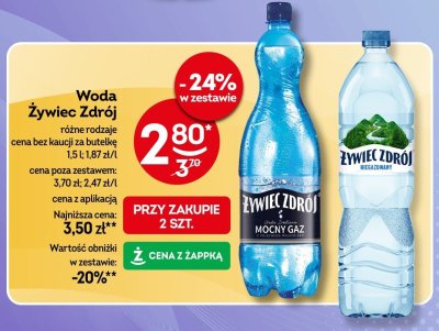 Woda Żywiec Zdrój różne rodzaje 1,5 l promocja w Żabka
