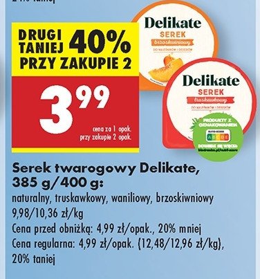Serek twarogowy truskawkowy Delikate promocja w Biedronka