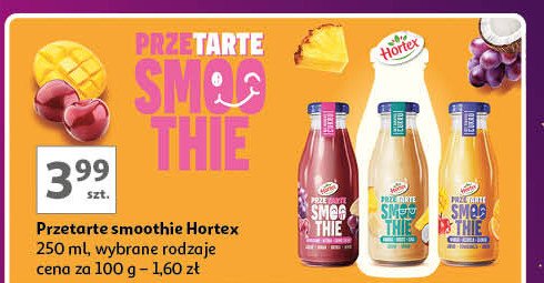 Smoothie winogrona wiśnia siemię lniane jabłko banan aronia burak Hortex przetarte promocja w Auchan