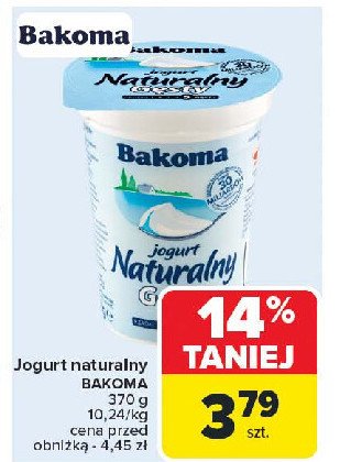 Jogurt naturalny łagodny smak Bakoma naturalny promocja