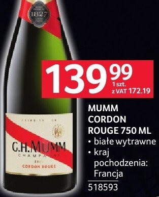 Mumm Cordon Rouge 750 ml promocja w Selgros