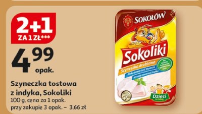 Szyneczka tostowa z indyka, Sokoliki 100 g, Dział Tradycji promocja w Auchan