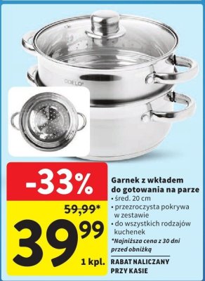Garnek z wkładem do gotowania na parze DOFILO śred. 20 cm promocja w Intermarche