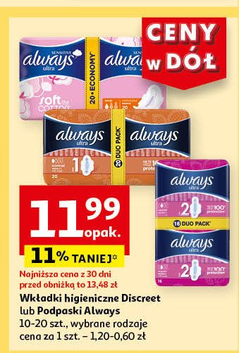 Podpaski super plus 2-pak sensitive Always ultra promocja