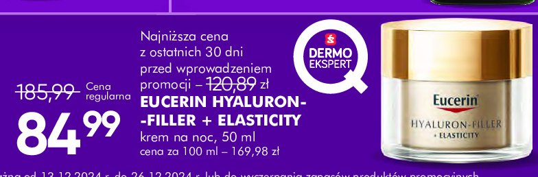 Krem do twarzy na dzień 15 spf Eucerin hyaluron filler + elasticity promocja