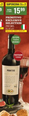 Wino Primitivo Exclusive Selection 750 ML promocja w Biedronka