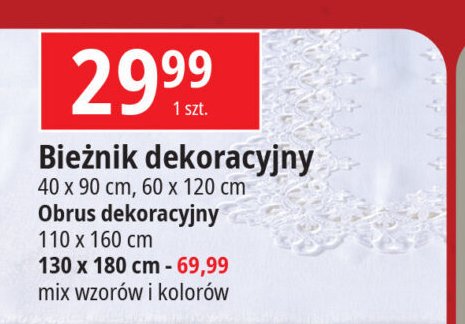 Bieżnik dekoracyjny 60 x 120 cm promocja w Leclerc