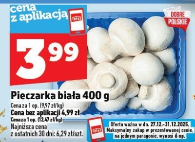 Pieczarka biała 400 g promocja w TOPAZ