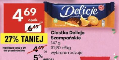 Ciastka Delicje Szampańskie wybrane rodzaje promocja w Delikatesy Centrum