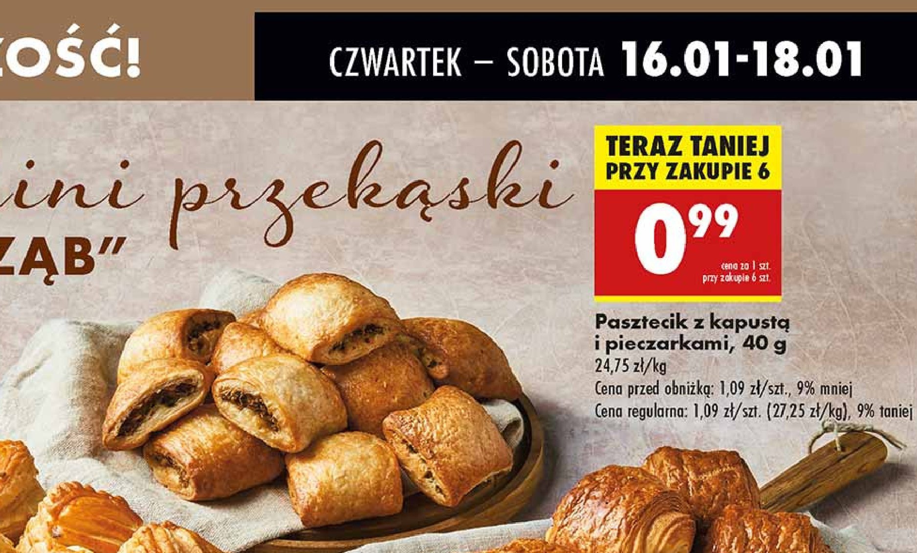 Pasztecik z kapustą i pieczarkami promocja w Biedronka