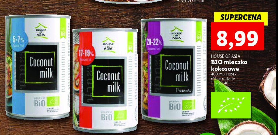 Mleczko kokosowe bio 5-7% House of asia promocje