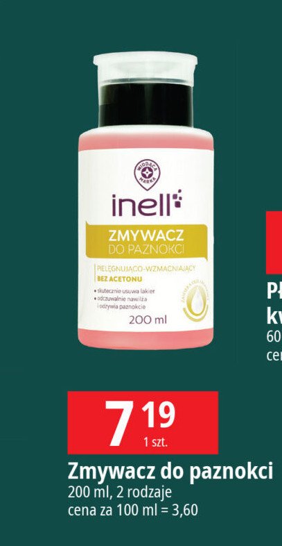 Zmywacz do paznokci WIODĄCA MARKA INELL Wiodąca marka promocja w Leclerc