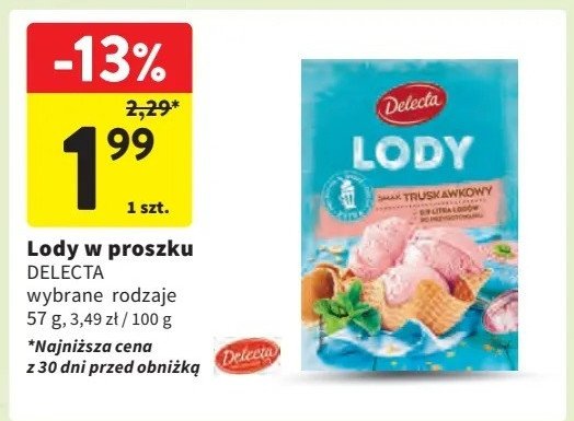 Lody truskawkowe Delecta promocja