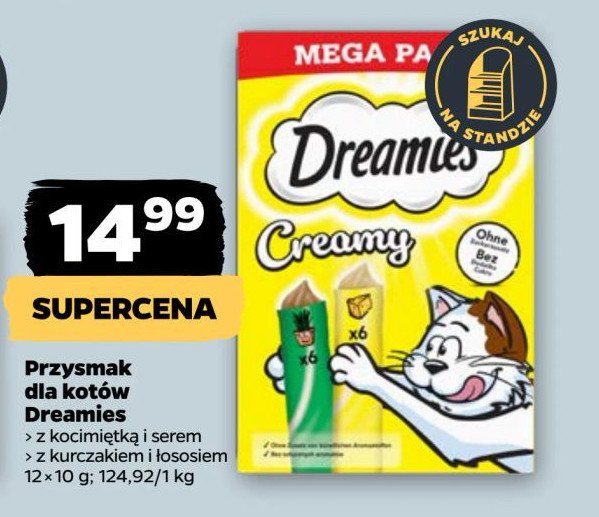 Przysmak dla kotów kocimiętka i ser Dreamies promocja w Netto