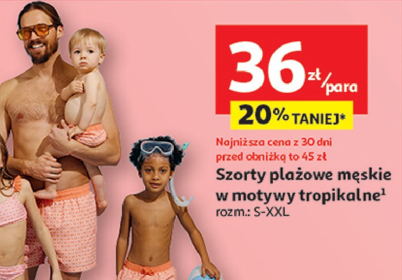 Szorty plażowe męskie tropikalne s-xxl Auchan inextenso promocja w Auchan