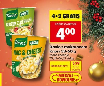 Danie z makaronem Knorr różne rodzaje promocja w Biedronka