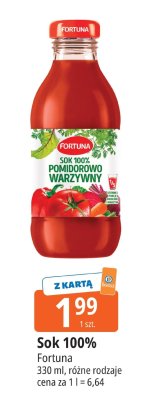 Sok 100% pomidorowo warzywny Fortuna promocja w Leclerc
