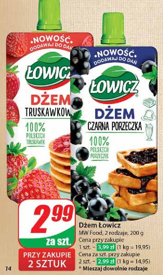 Dżem truskawkowy saszetka Łowicz promocja