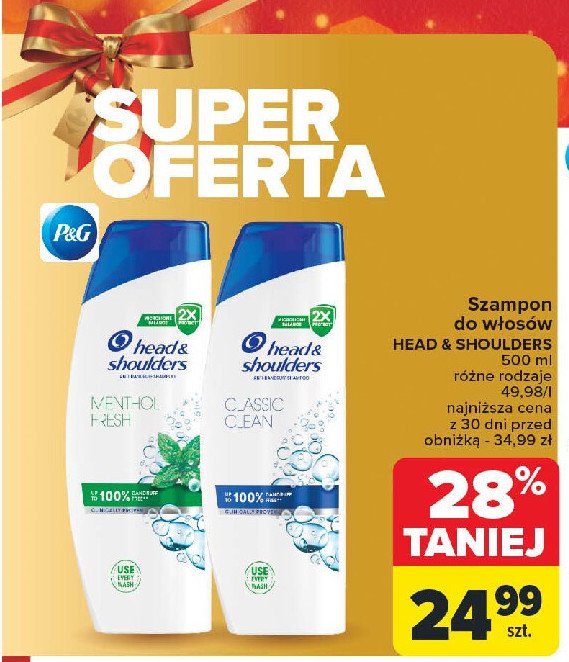 Szampon do włosów mentol 2w1 Head&shoulders promocja w Carrefour Market